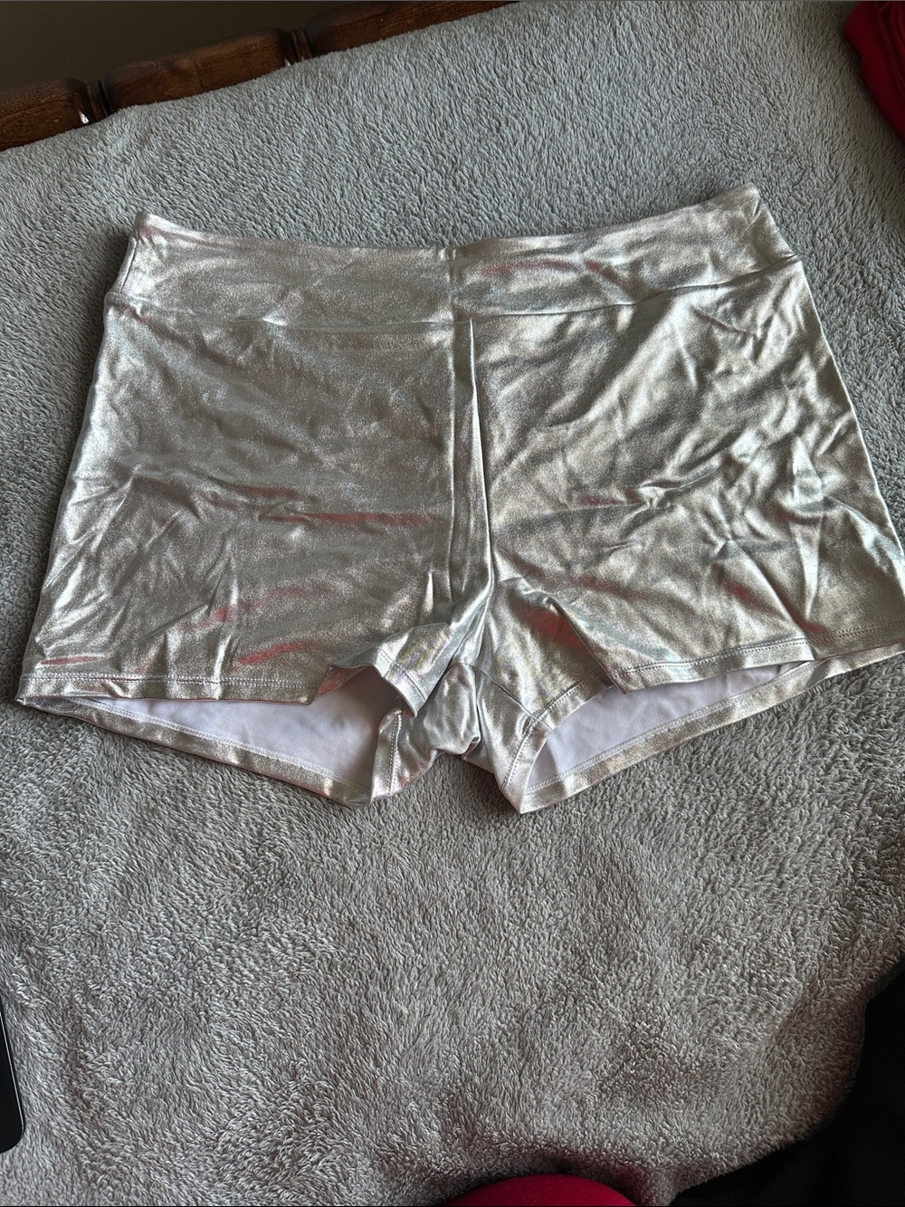 Shiny Silver Metallic Active Shorts